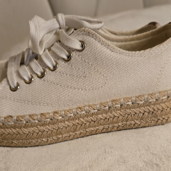 Tan and White Tretorn Espadrille Sneakers with Jute Midsole - Picture 5 of 10